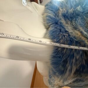Blue and Cream Knitted Fox Fur Scarf-NWOT